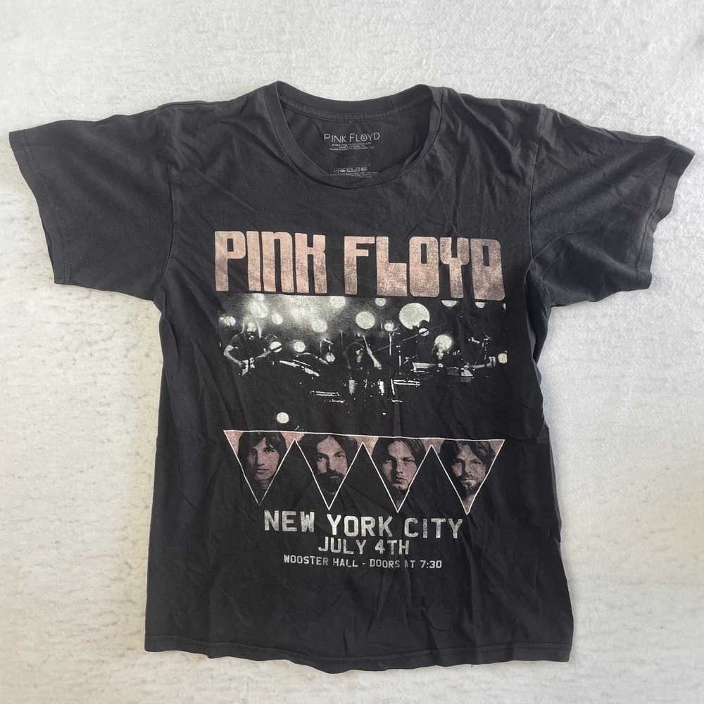 Pink Floyd Graphic T-Shirt Mens Large Black New York City July 4th Rock Band Tee